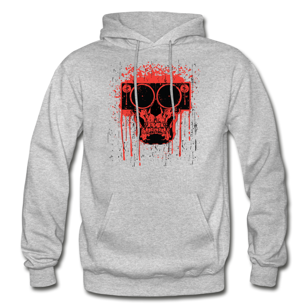 Abstract Skull Speaker Hoodie - heather gray