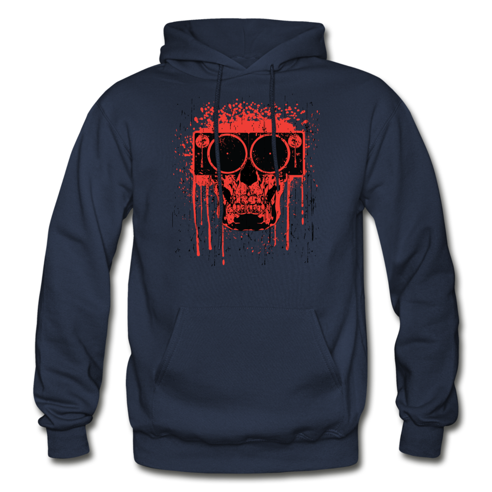 Abstract Skull Speaker Hoodie - navy
