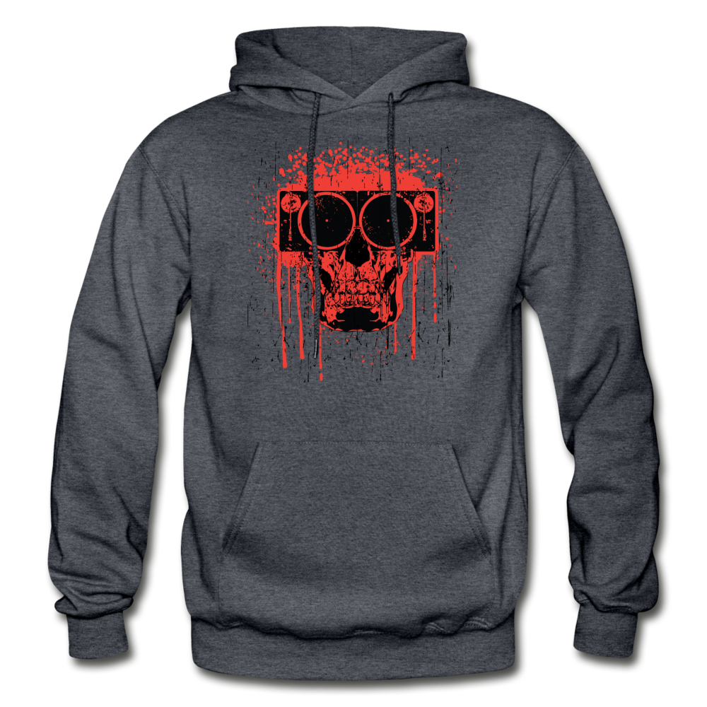 Abstract Skull Speaker Hoodie - charcoal gray