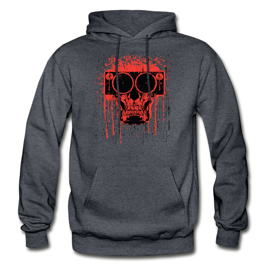 Abstract Skull Speaker Hoodie - charcoal gray