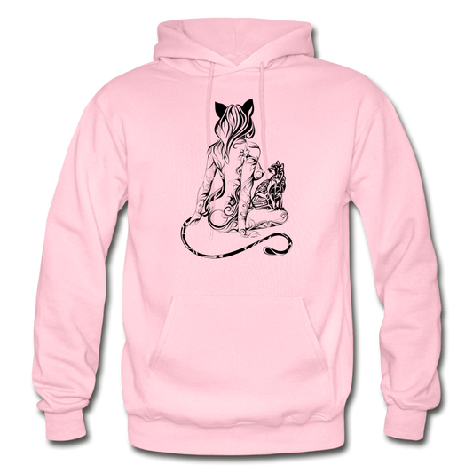 Tribal Maori Cat Women Hoodie - light pink