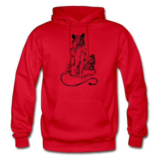 Tribal Maori Cat Women Hoodie - red