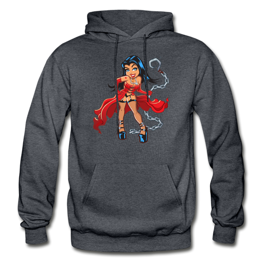 Hot Girl Chains Cartoon Hoodie - charcoal gray