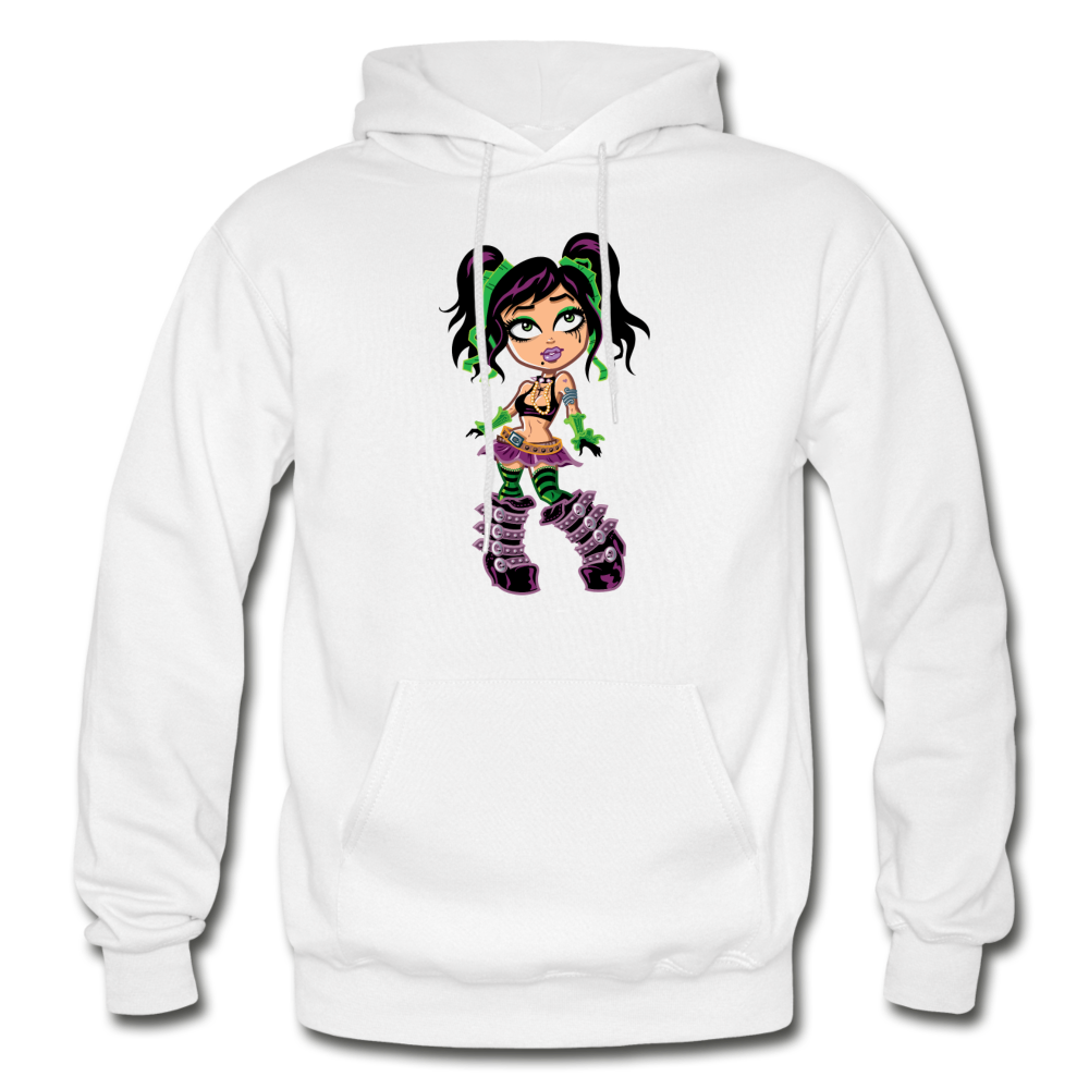 Cartoon Girl Hoodie - white