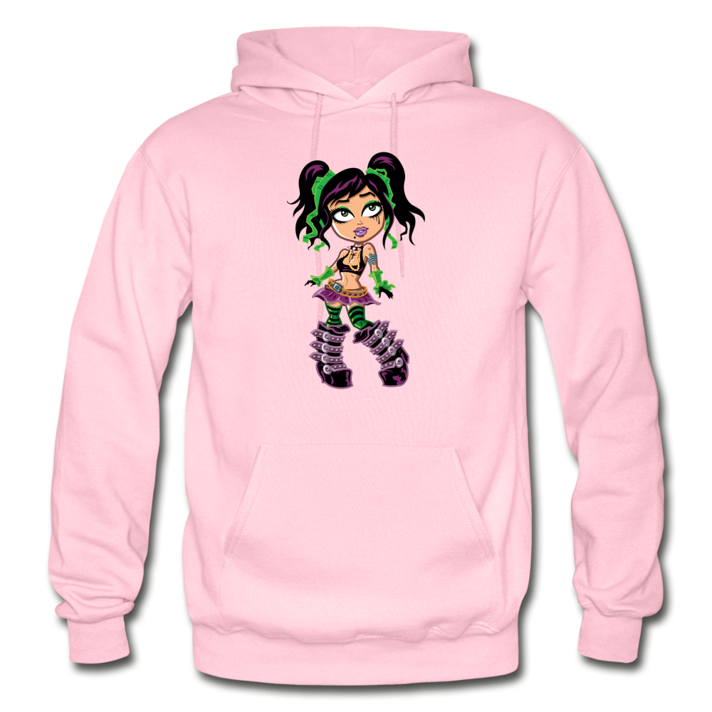Cartoon Girl Hoodie - light pink