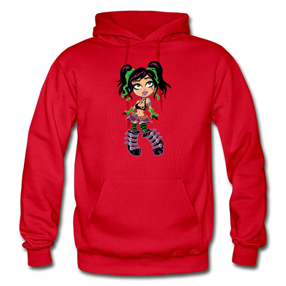 Cartoon Girl Hoodie - red