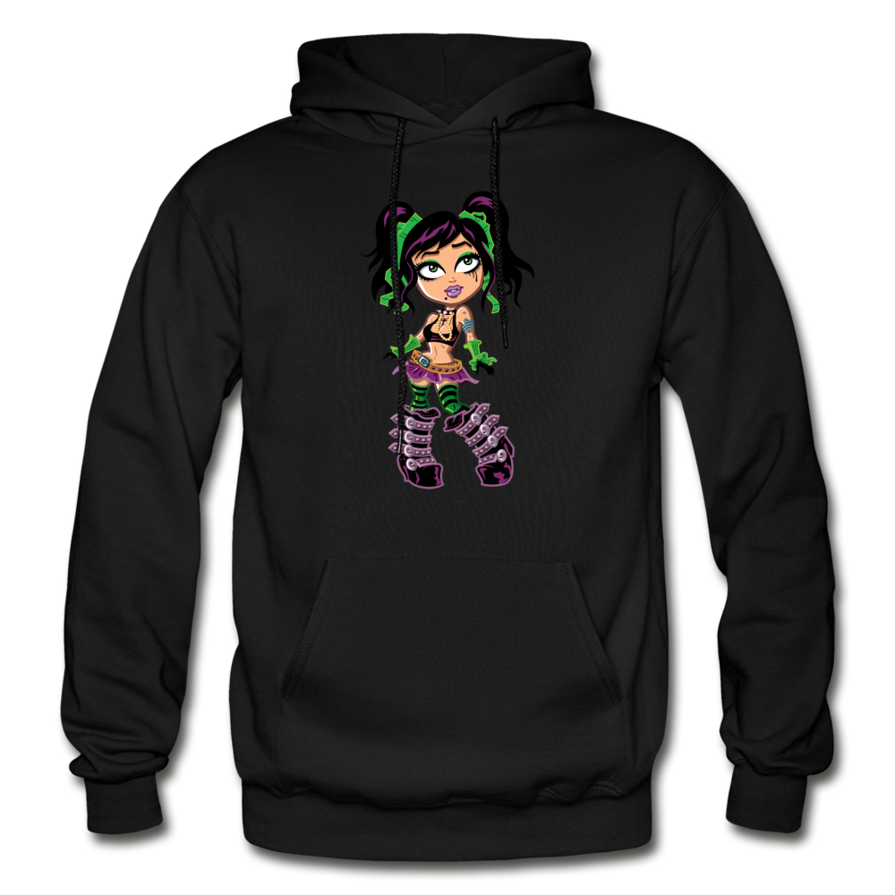 Cartoon Girl Hoodie - black