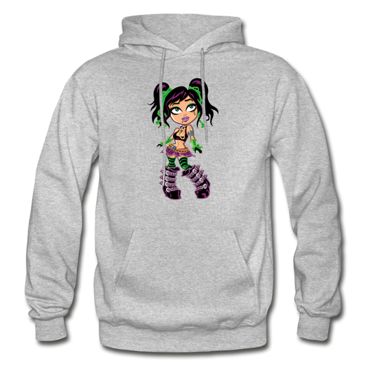 Cartoon Girl Hoodie - heather gray