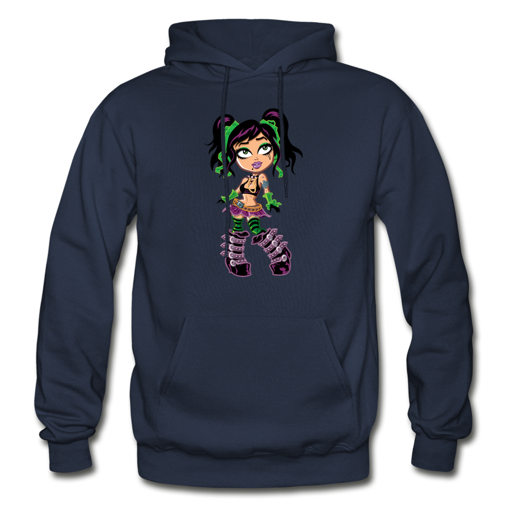 Cartoon Girl Hoodie - navy