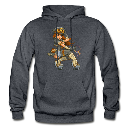 Officer Girl Cartoon Hoodie - charcoal gray