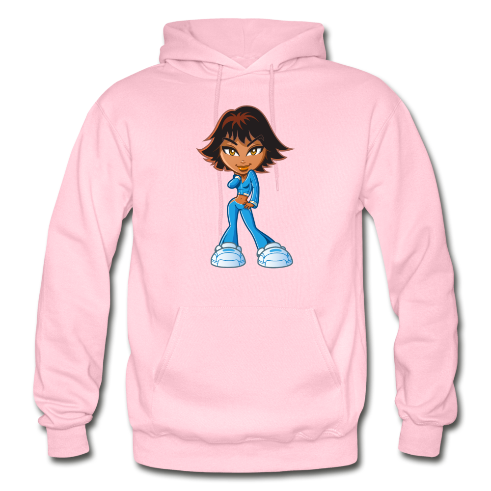 Cartoon Girl Hoodie - light pink