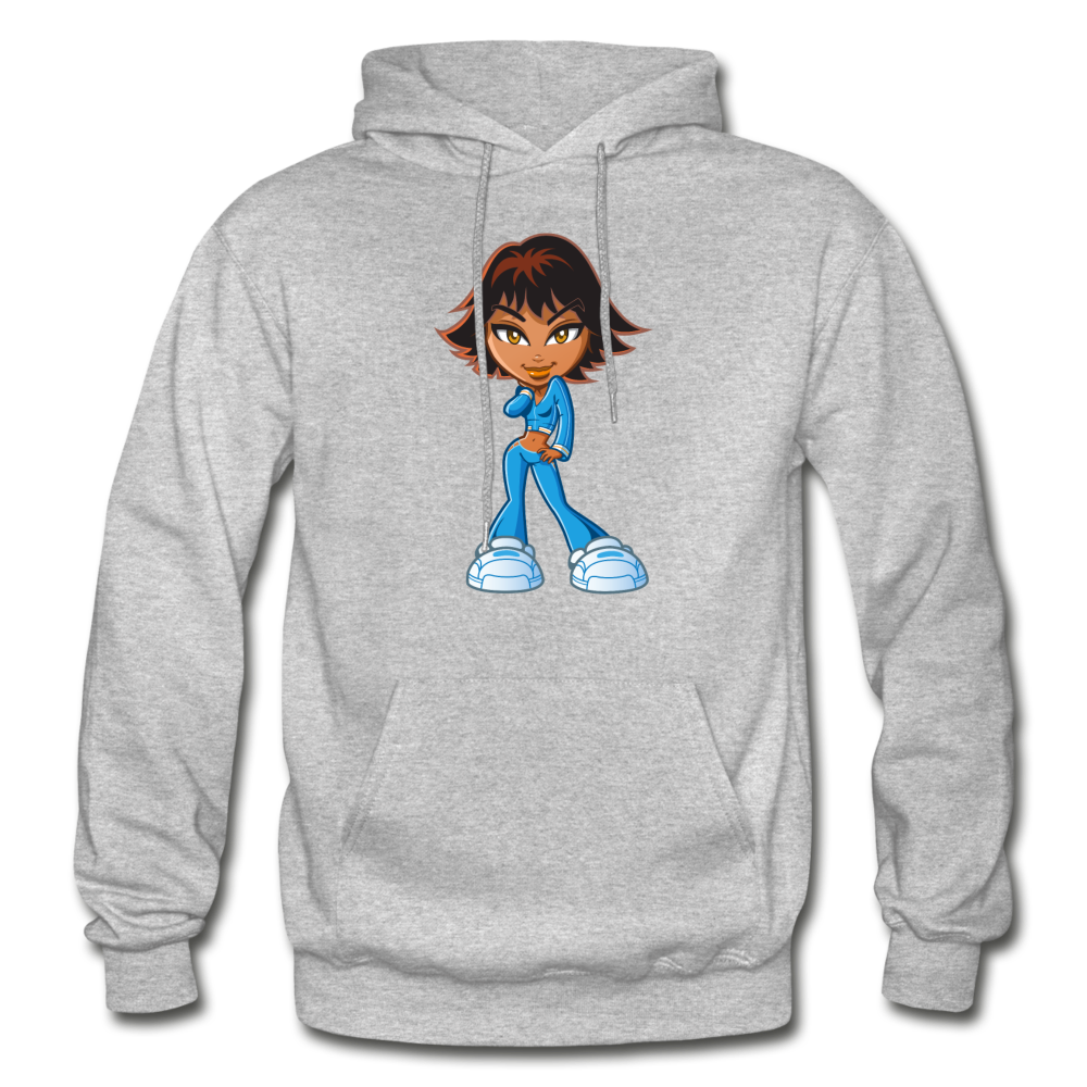 Cartoon Girl Hoodie - heather gray