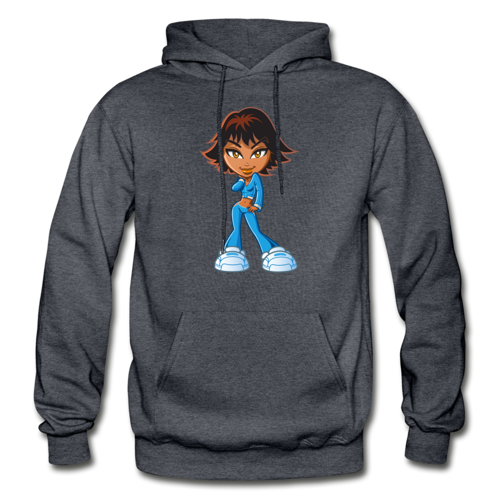 Cartoon Girl Hoodie - charcoal gray