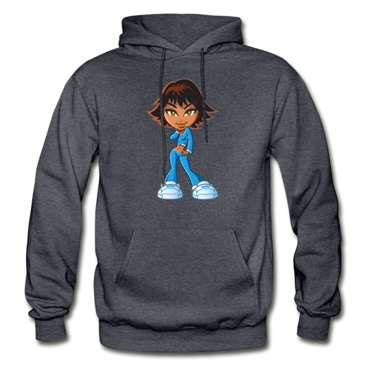 Cartoon Girl Hoodie - charcoal gray