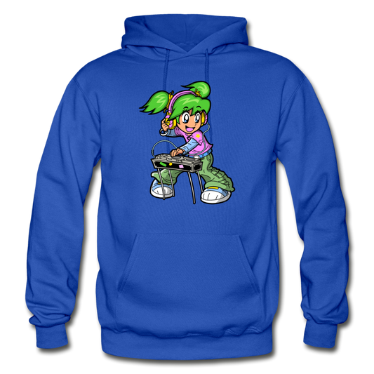 DJ Girl Cartoon Hoodie - royal blue