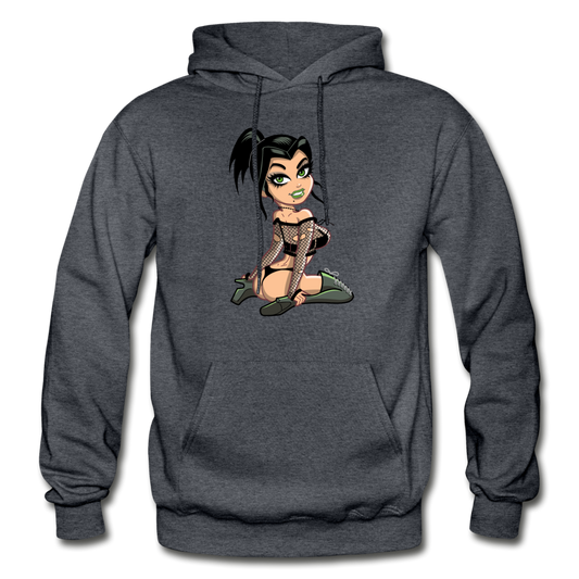 Hot Girl Cartoon Hoodie - charcoal gray
