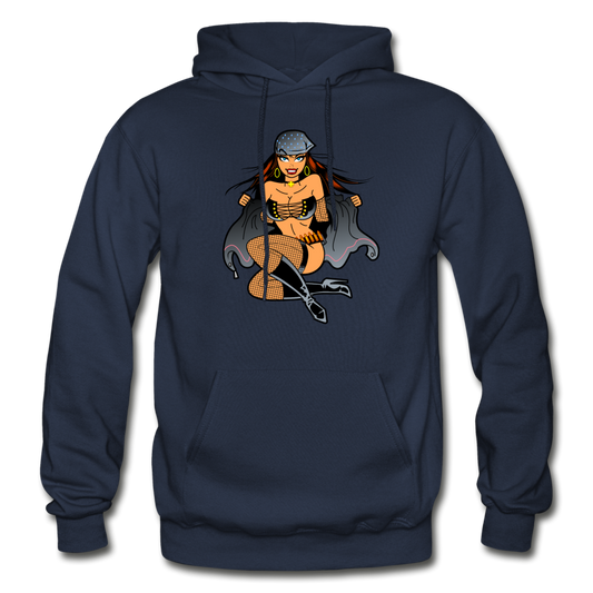 Hot Girl Cartoon Hoodie - navy