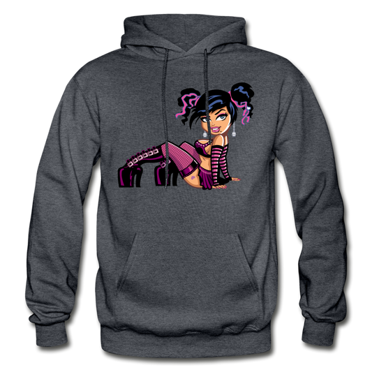 Hot Girl Cartoon Hoodie - charcoal gray