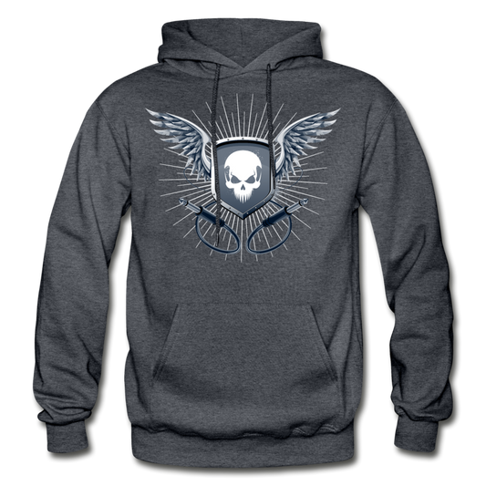 Skull Wings Hoodie - charcoal gray