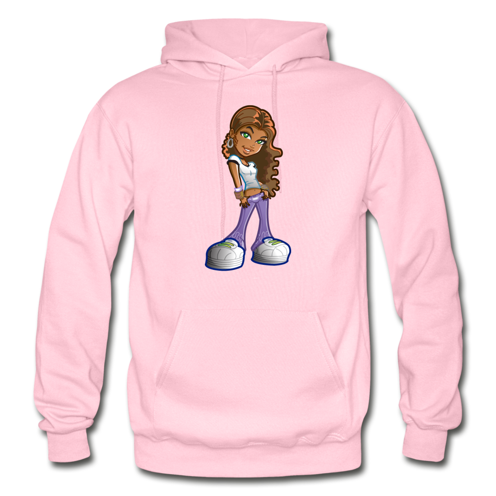 Cartoon Girl Hoodie - light pink