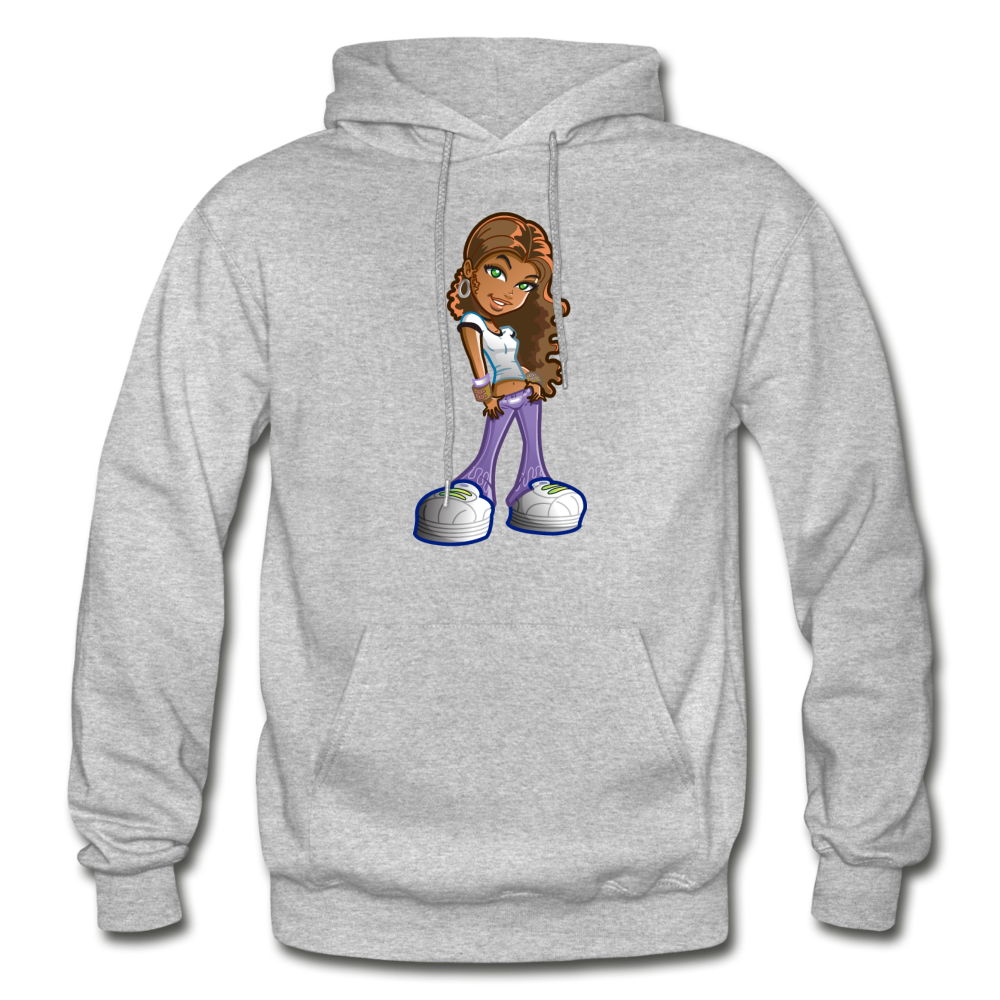 Cartoon Girl Hoodie - heather gray
