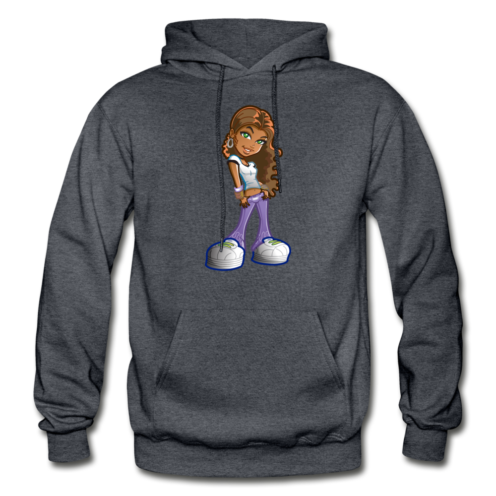 Cartoon Girl Hoodie - charcoal gray