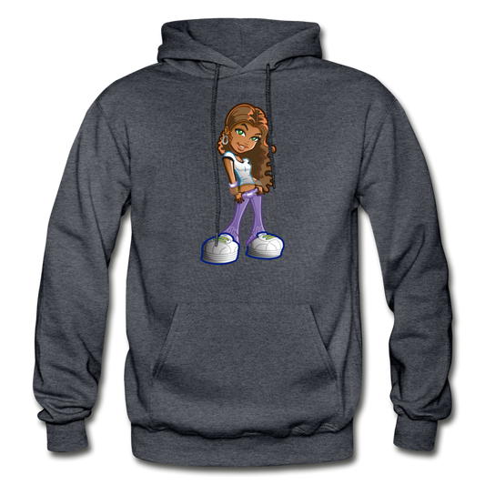 Cartoon Girl Hoodie - charcoal gray