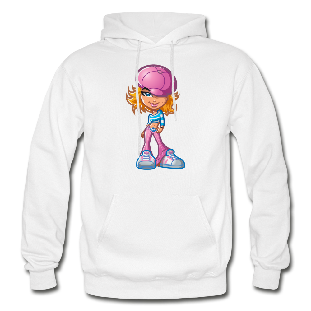 Cartoon Girl Hoodie - white