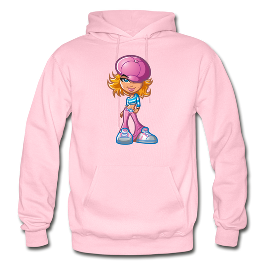Cartoon Girl Hoodie - light pink