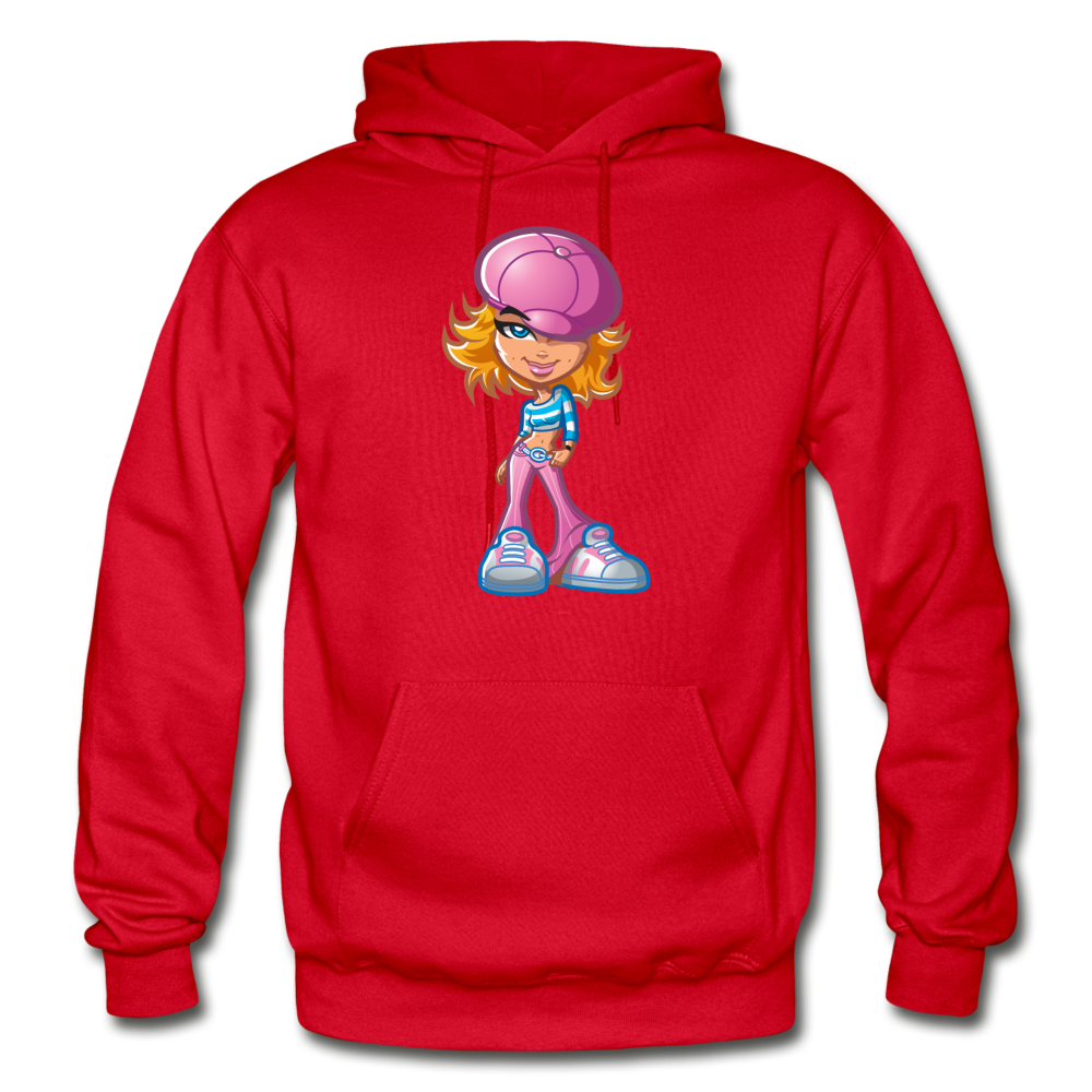 Cartoon Girl Hoodie - red