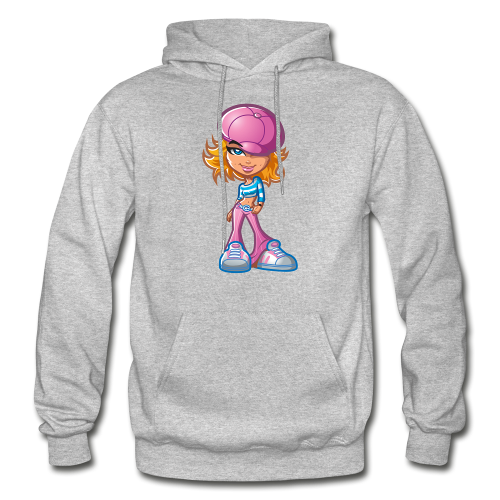 Cartoon Girl Hoodie - heather gray
