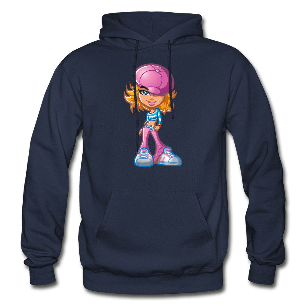 Cartoon Girl Hoodie - navy