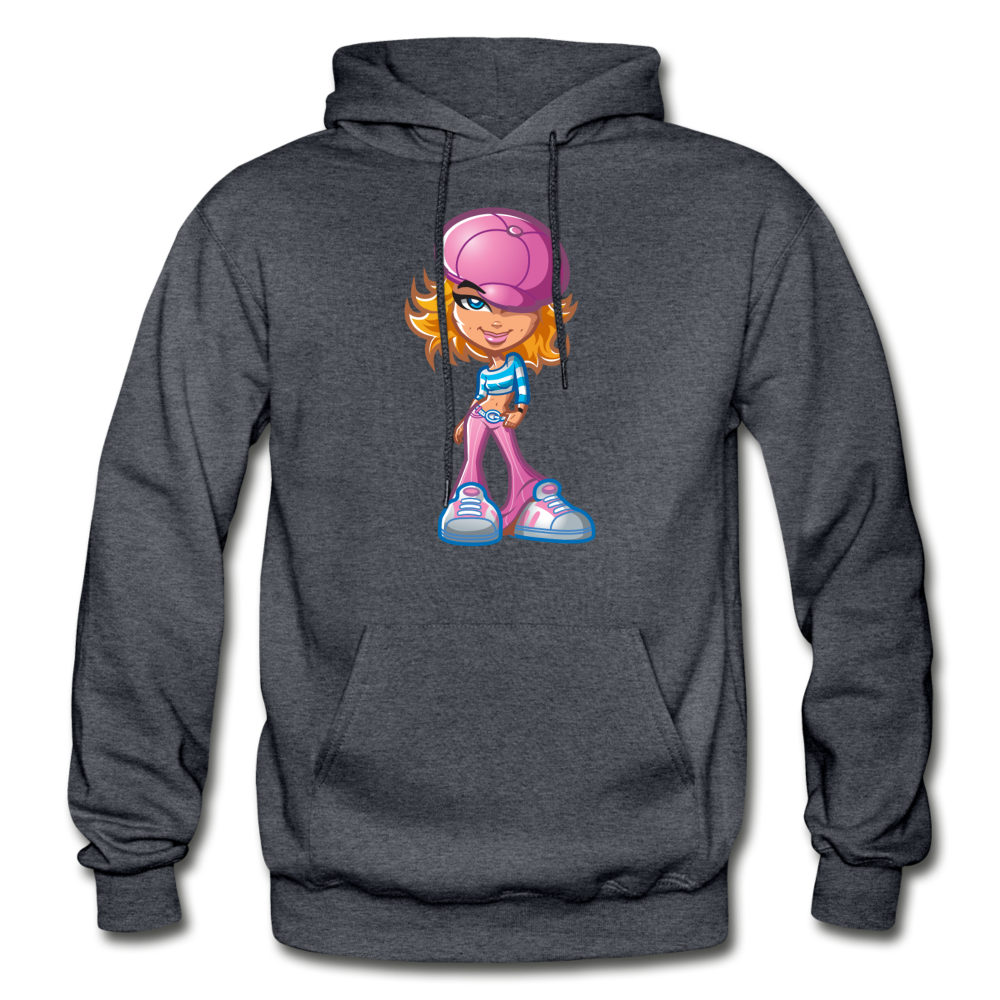 Cartoon Girl Hoodie - charcoal gray