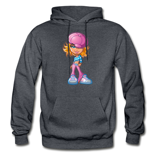 Cartoon Girl Hoodie - charcoal gray