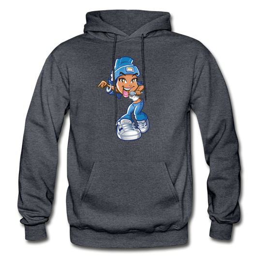 MC Girl Cartoon Hoodie - charcoal gray