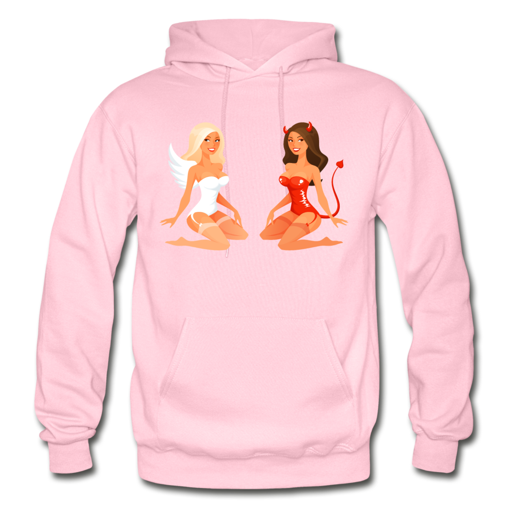 Angel & Devil Girls Cartoon Hoodie - light pink