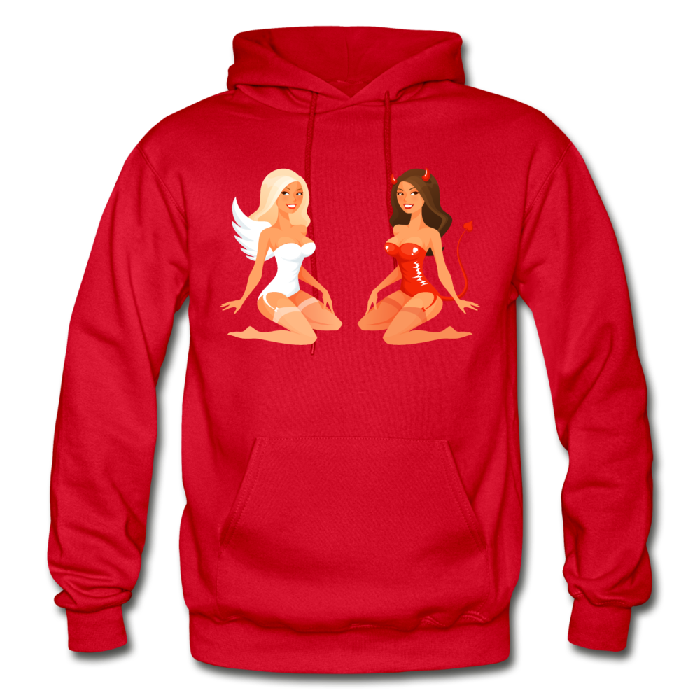 Angel & Devil Girls Cartoon Hoodie - red