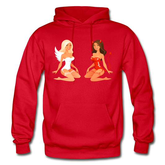 Angel & Devil Girls Cartoon Hoodie - red