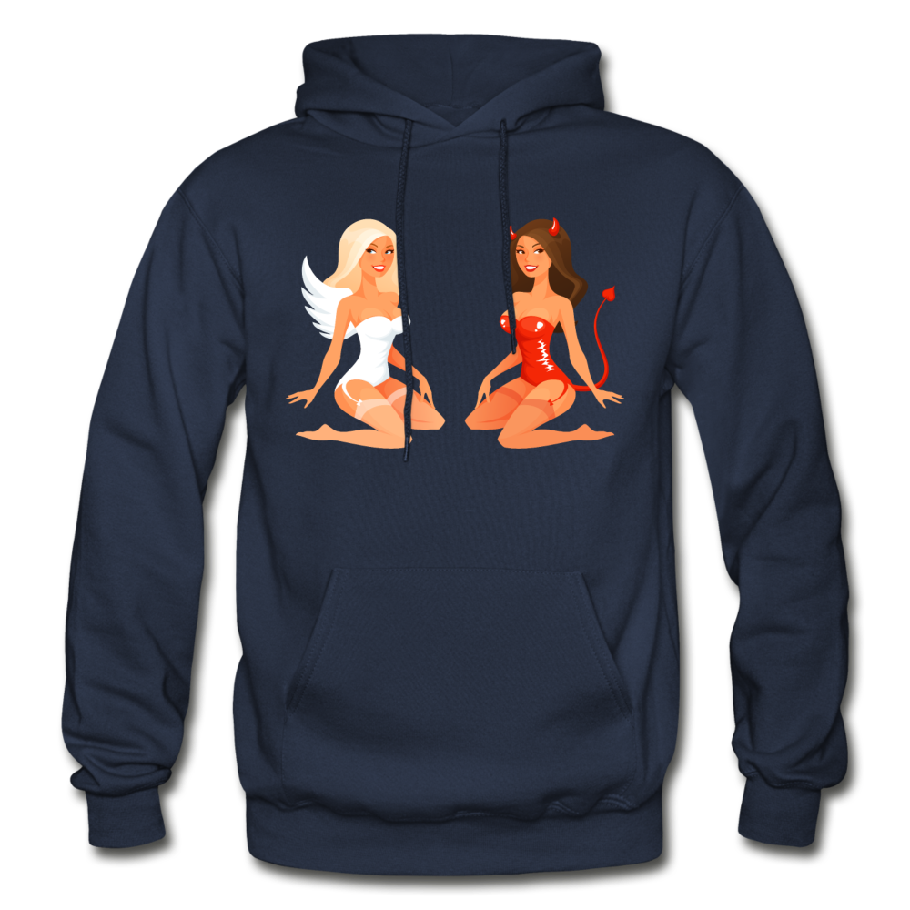 Angel & Devil Girls Cartoon Hoodie - navy