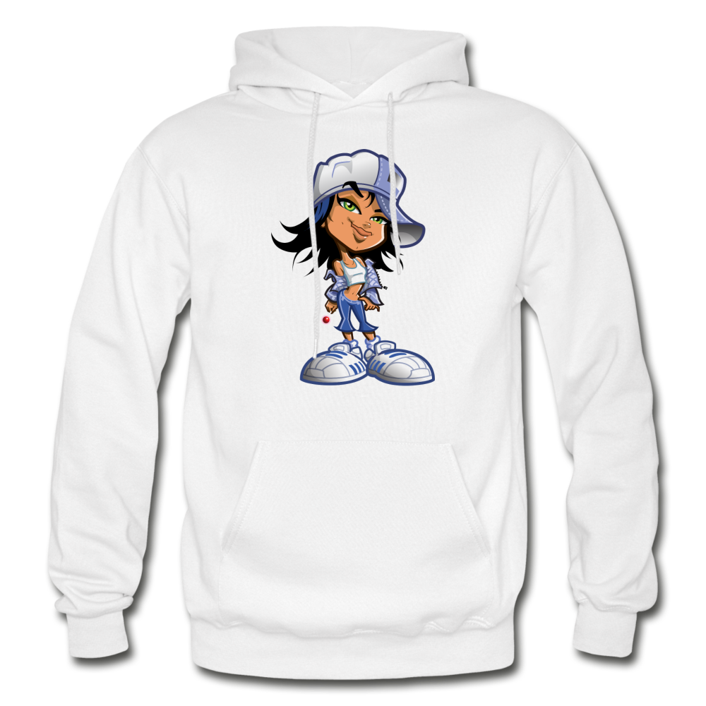 Cartoon Girl Hoodie - white