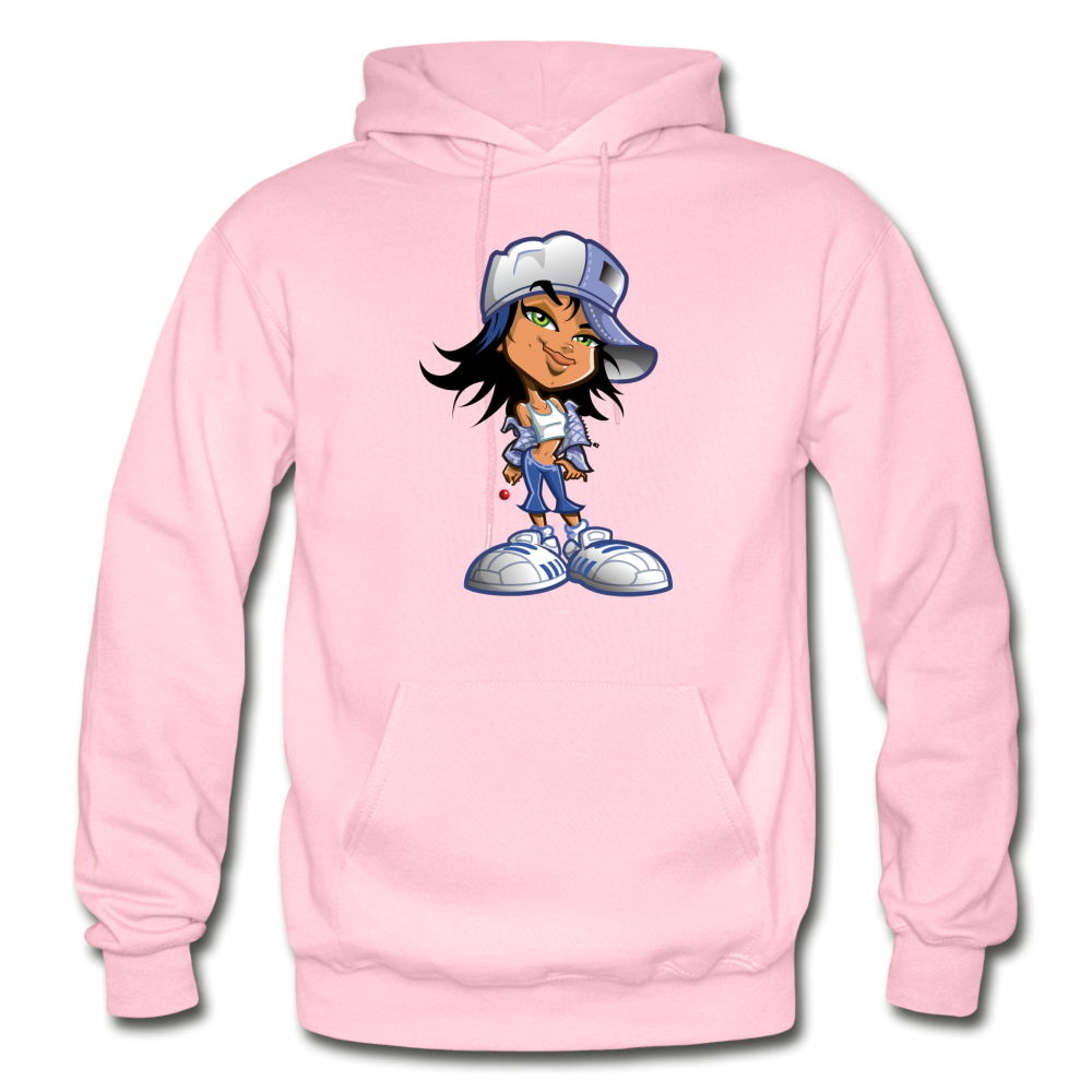 Cartoon Girl Hoodie - light pink