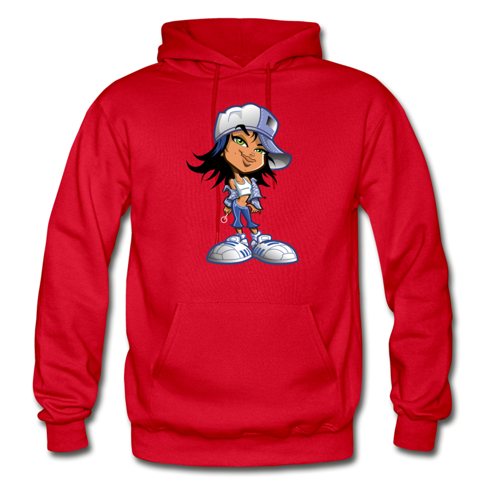 Cartoon Girl Hoodie - red