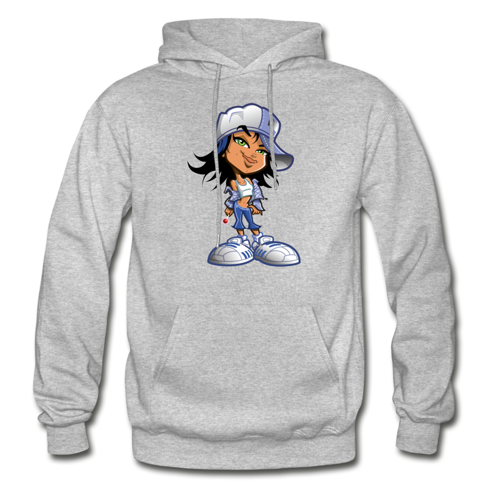 Cartoon Girl Hoodie - heather gray