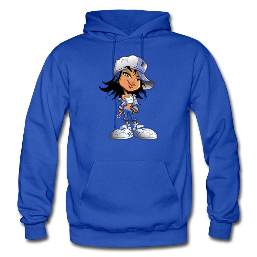 Cartoon Girl Hoodie - royal blue