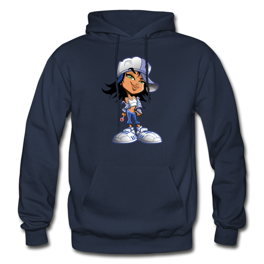Cartoon Girl Hoodie - navy