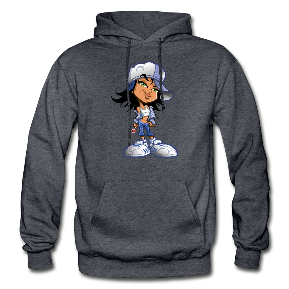 Cartoon Girl Hoodie - charcoal gray