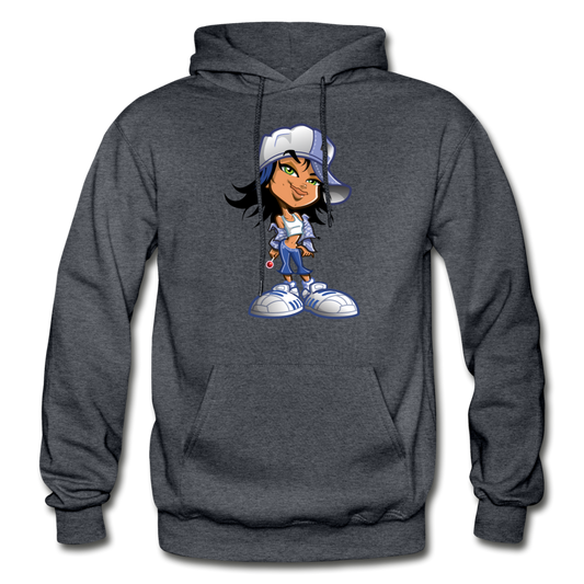 Cartoon Girl Hoodie - charcoal gray