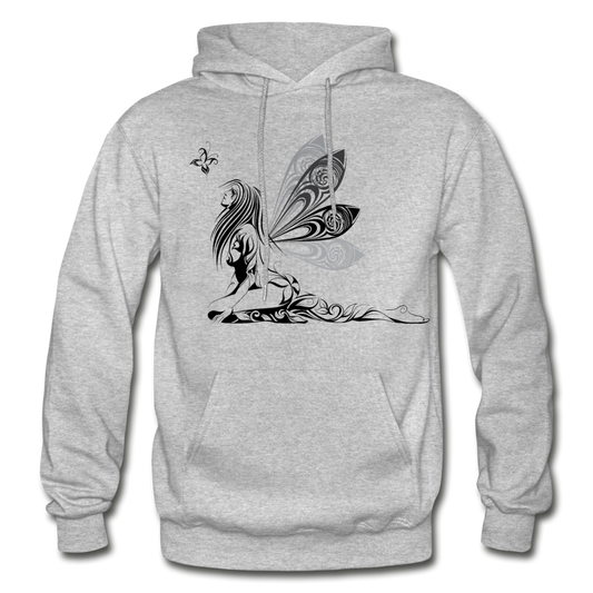 Tribal Maori Fairy Butterfly Girl Hoodie - heather gray