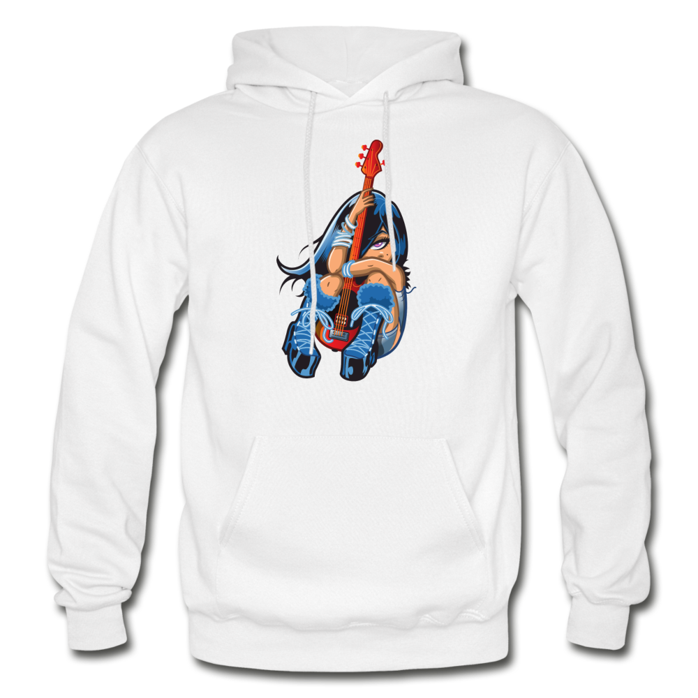 Guitar Girl Cartoon Hoodie - white