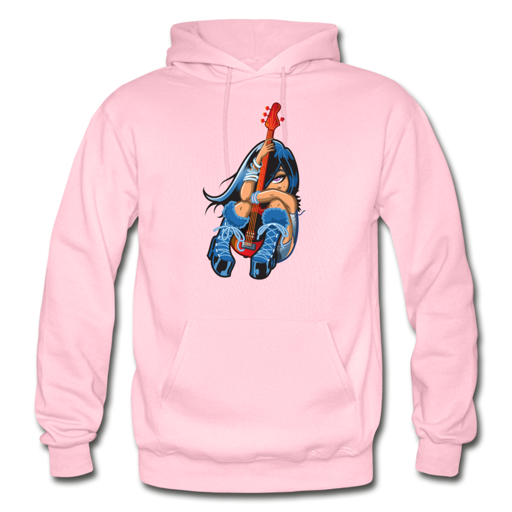 Guitar Girl Cartoon Hoodie - light pink